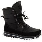 Progress Women’s Winter Boots, Black Insulated Snow Boots with Sheepskin Lining