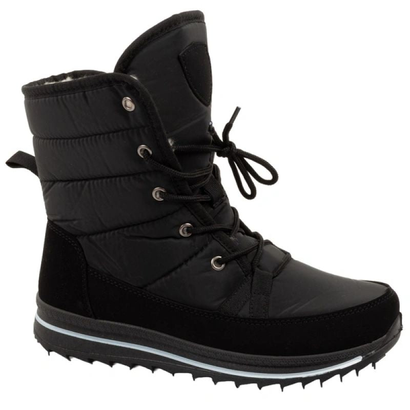 Progress Women’s Winter Boots, Black Insulated Snow Boots with Sheepskin Lining