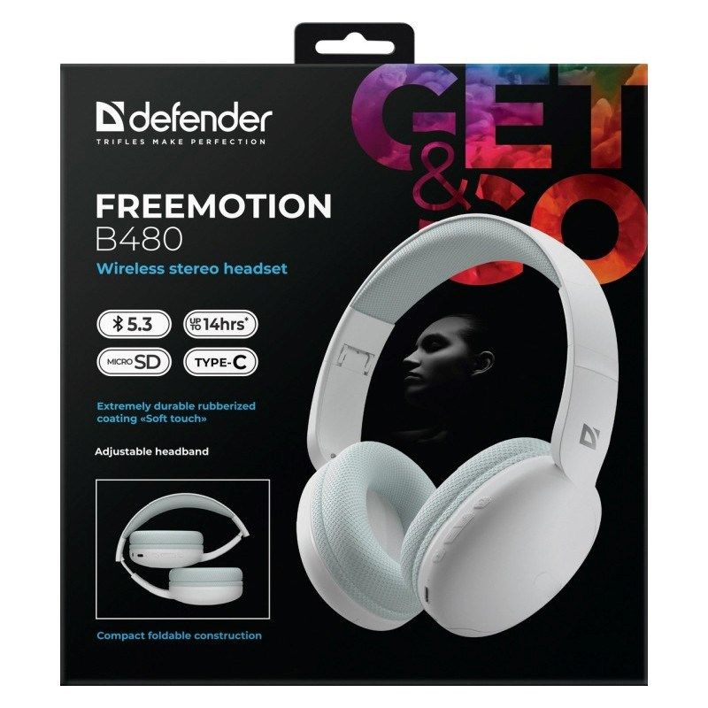 Defender Bluetooth Freemotion Over-Ear Headphones B480 White 63481 In preparation Your Sports Performance