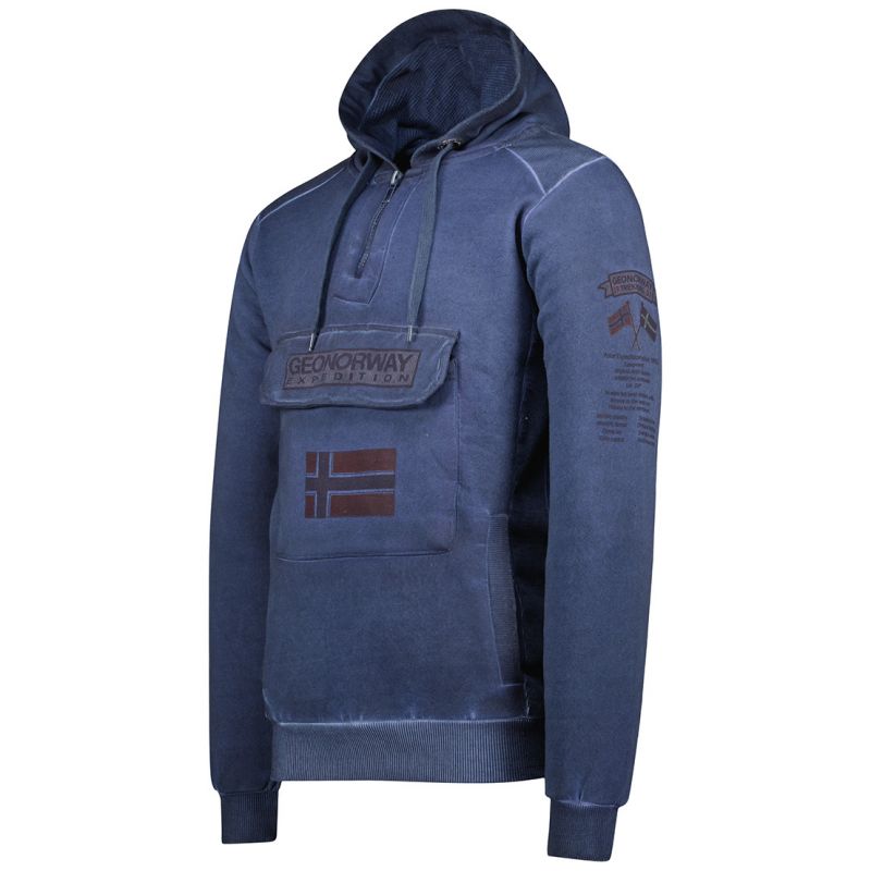 Geographical Norway Gymclass EO Tiedye Badge Sweatshirt M WU8270H-GNO-NAVY Clothing/Outdoor/Geographical Norway Your Sports Performance