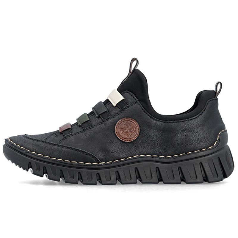 Rieker 57550-00 comfortable slip-on women's shoes in black
