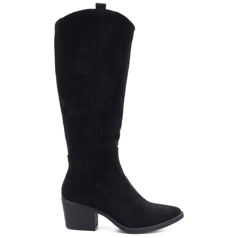 Black suede cowboy boots with a block heel M.Daszyński SA261-6