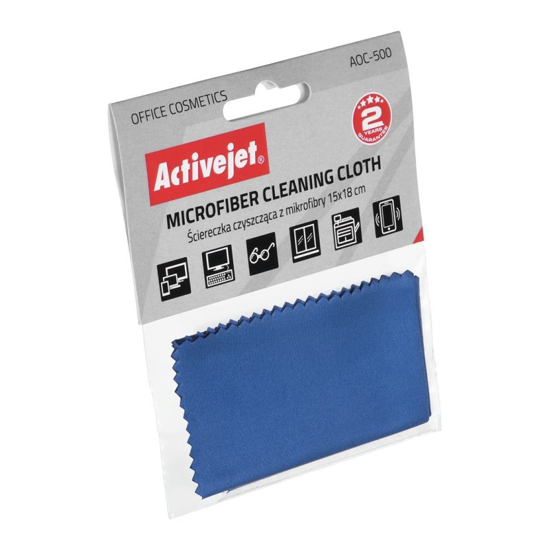 Activejet AOC-500 Microfiber Cleaning Cloth 15x18cm, perfect for cleaning laptops, monitors, keyboards, computer cases, printers, copiers, scanners, phones, typewriters In preparation Your Sports Performance