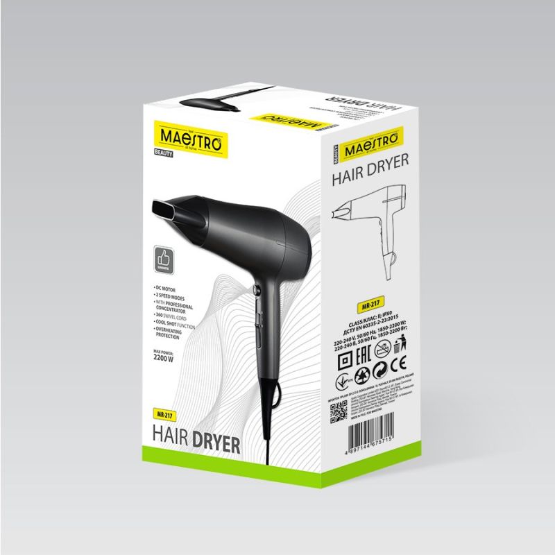 Hair dryer 2200W MAESTRO MR-217 AGD - Produkty/Suszarki do włosów Your Sports Performance