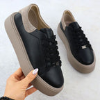 Women's leather platform sneakers, black, Filippo DP6119 Footwear Your Sports Performance