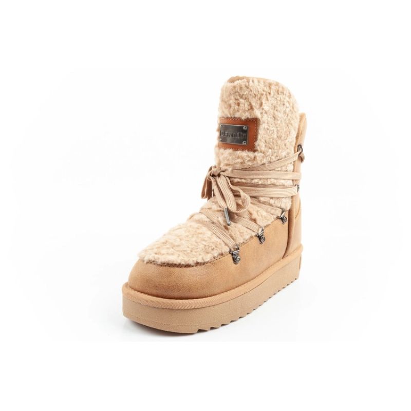 D.Franklin women's winter snow boots, fashionable fur lining, brown beige D.Franklin