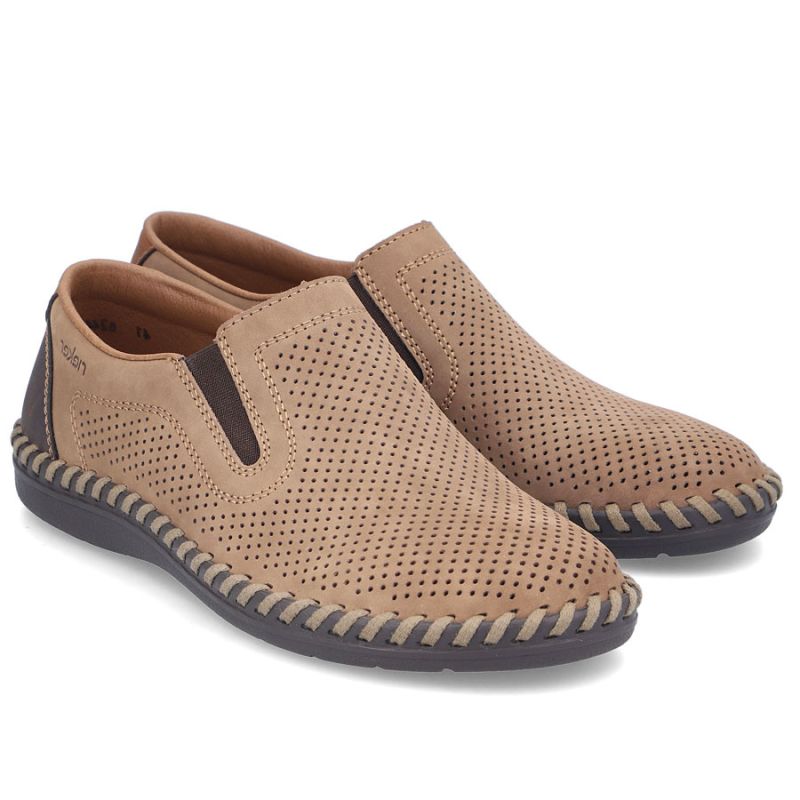 Rieker B2460-25 men's leather slip-on shoes, beige To be categorized Your Sports Performance