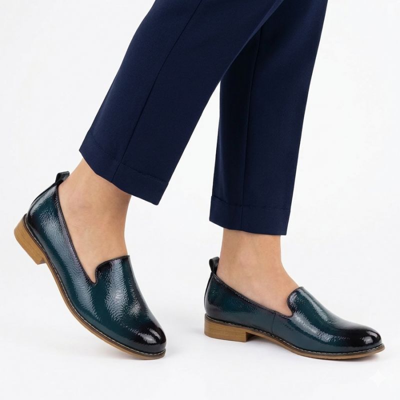 Women's patent leather shoes, navy blue, Potocki 19337 Potocki