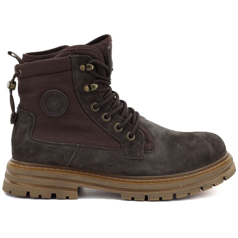 Men's brown leather unlined boots Big Star UU174254