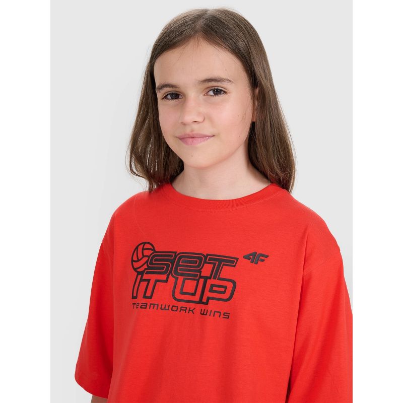 Oversized T-shirt with children's print 4F 4FJRSS25TTSHU3296-62S *Kategoria tymczasowa Your Sports Performance