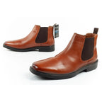 Skechers men's shoes Chelsea boots Miller-Boris elegant leather brown Skechers