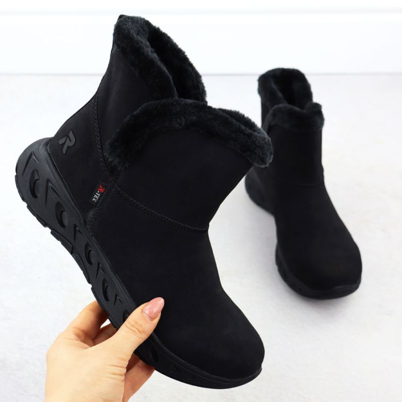 Rieker M6554-00 Waterproof Women's Snow Boots with Fur Trim, Black Footwear Your Sports Performance