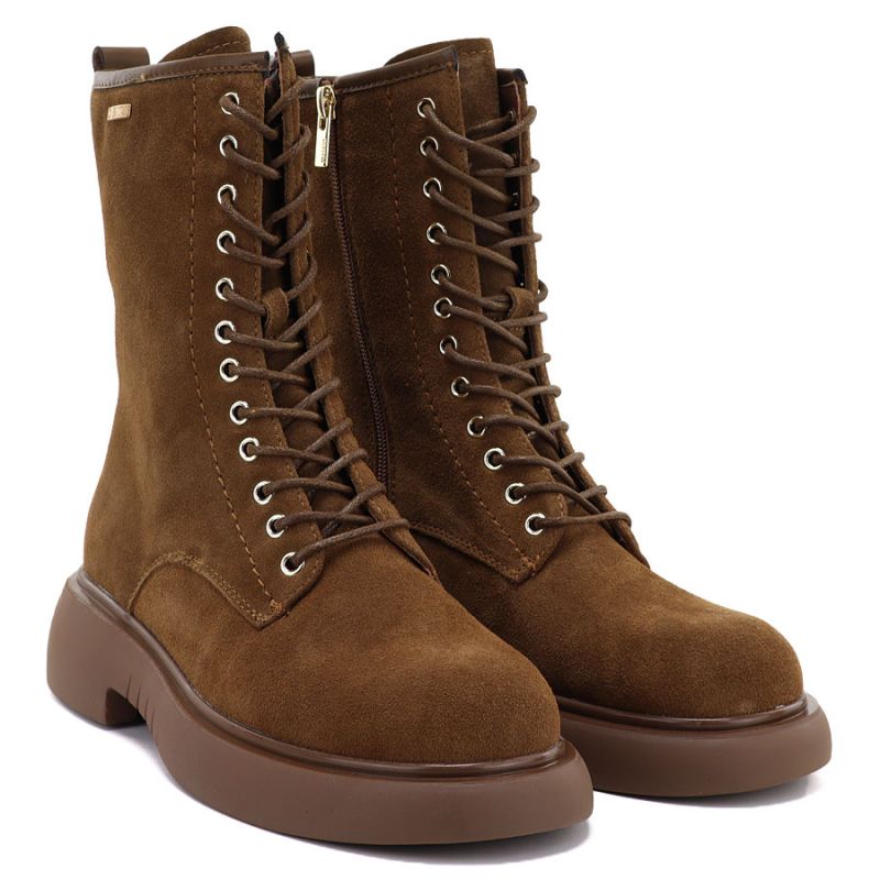 Women's leather ankle boots, suede, camel, Big Star UU274611