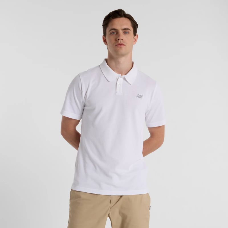 New Balance Cotton Pique Polo Shirt M MT51519WT Clothing/Lifestyle/T-shirts/New Balance New Balance