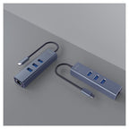 SAVIO AK-57 3-PORT USB-C HUB WITH RJ-45 ADAPTER Kable i adaptery/Adaptery, przejściówki Your Sports Performance