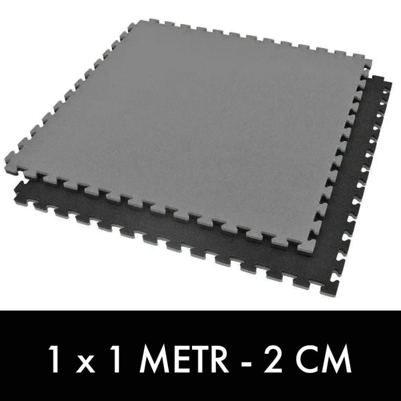 Exercise Mat with Safety Certificate - Puzzle 1x1m - Black - Gray 2 cm Maty Tatami Your Sports Performance
