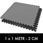 Exercise Mat with Safety Certificate - Puzzle 1x1m - Black - Gray 2 cm Maty Tatami Your Sports Performance