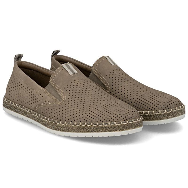 Men's brown leather moccasins, openwork, comfortable, Rieker B5286-25 Rieker