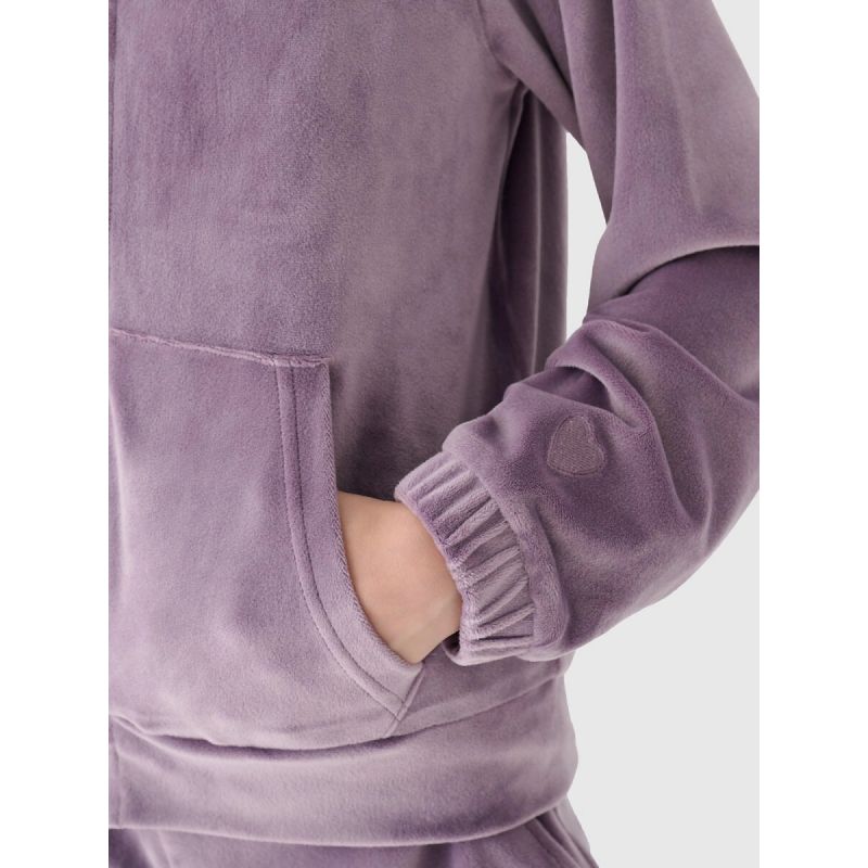 Girls' velour zip-up hoodie sweatshirt 4F Junior 4FJWAW24TSWSF1217-51S *Kategoria tymczasowa Your Sports Performance