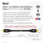 CLUB3D HDMI 2.0 4K60Hz RedMere cable 10m/32.8ft Kable i adaptery/Kable HDMI Your Sports Performance