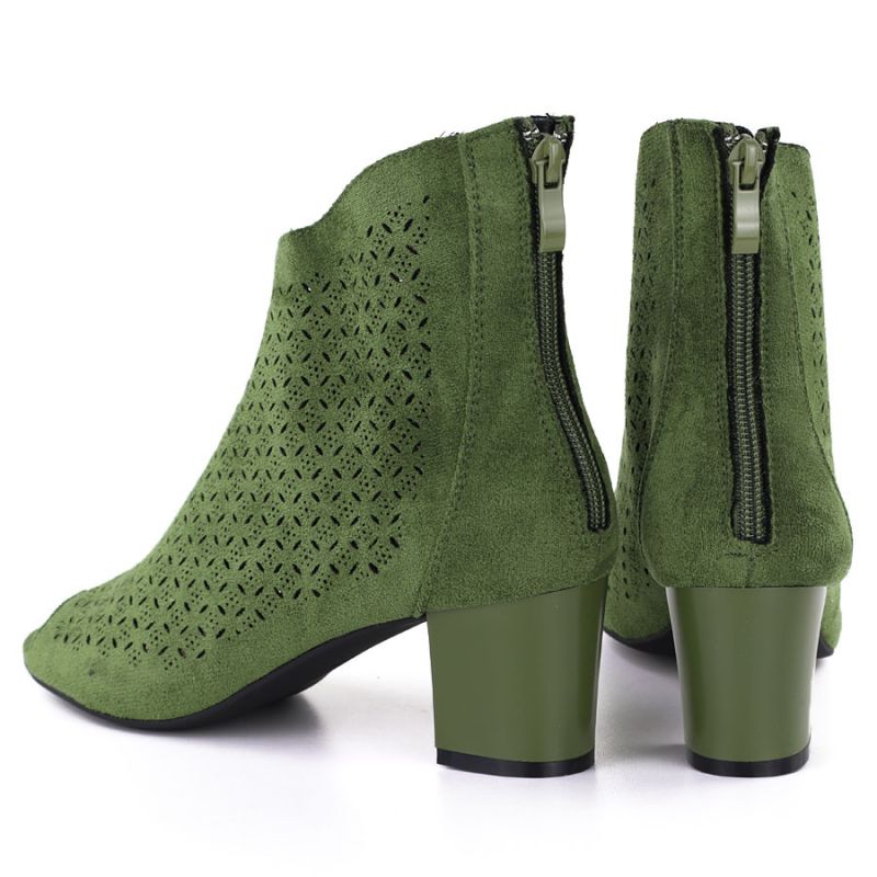Women's open-toe green ankle boots M.Daszyński MR1954-23 To be categorized Your Sports Performance