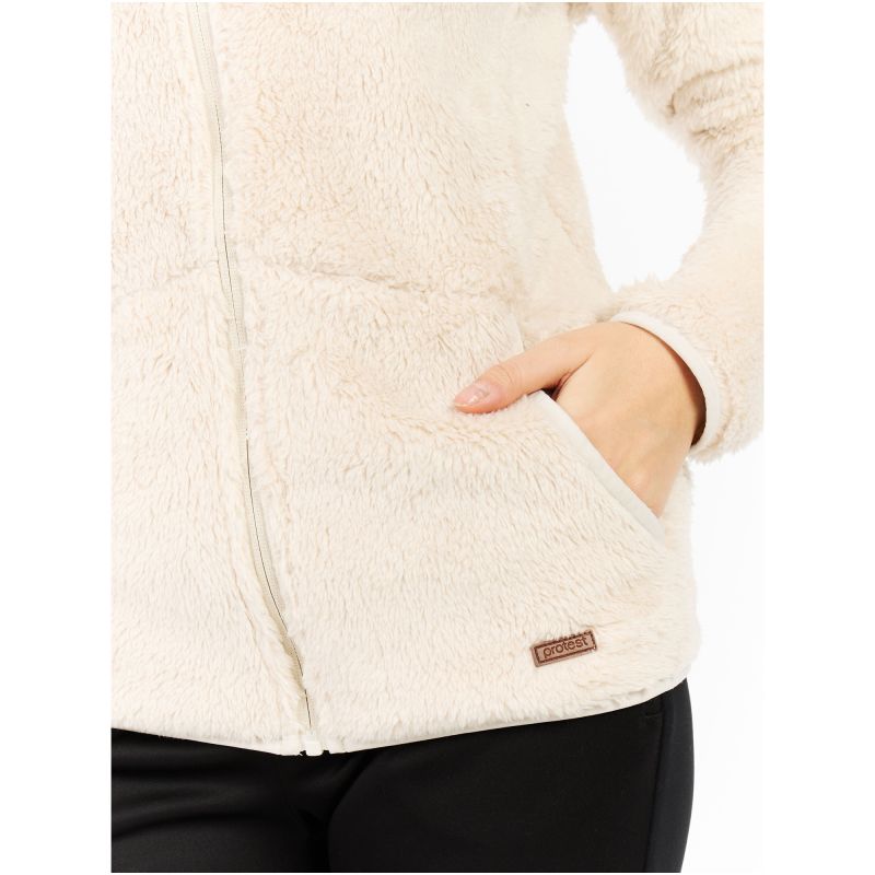 Women’s full-zip fleece jacket PROTEST RIRI white