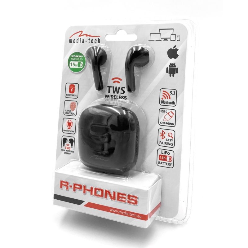 Media tech MT3589K headphones (in-ear; Bluetooth; with built-in microphone; black In preparation Your Sports Performance