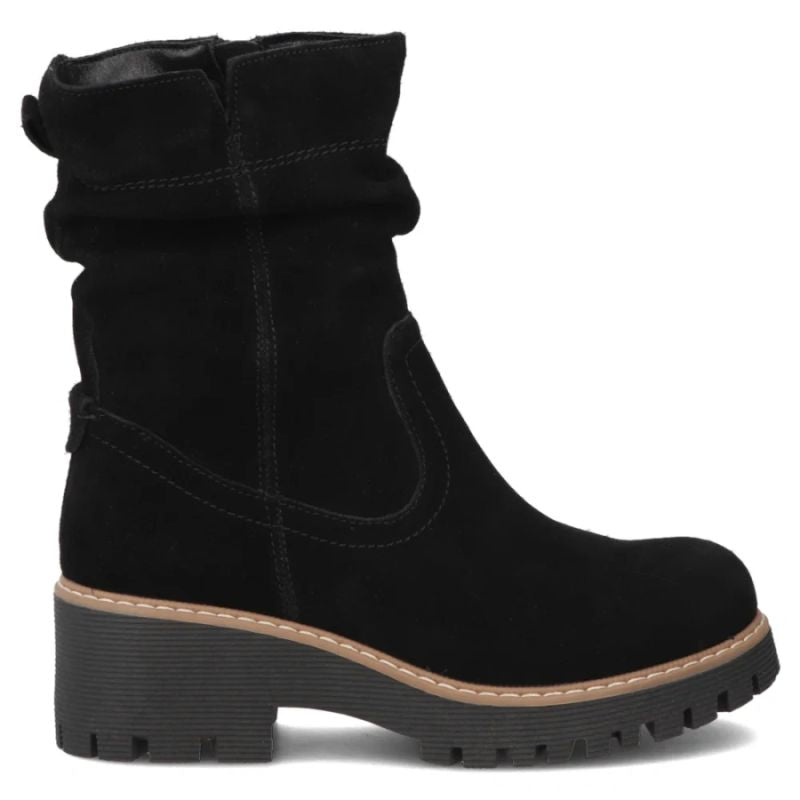 Women's leather ankle boots, ruffled, black, Filippo DBT6402