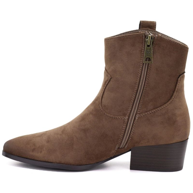 Women’s Dark Beige Suede Cowboy Ankle Boots Vinceza 58687