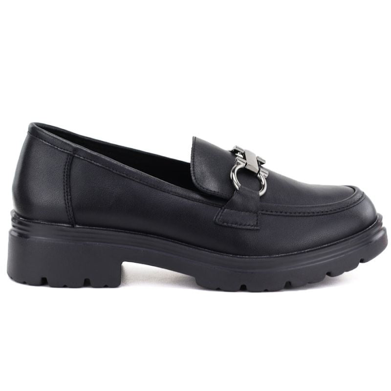 Women's leather lords shoes black Jezzi JH03-2