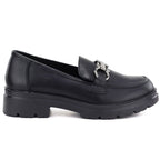 Women's leather lords shoes black Jezzi JH03-2