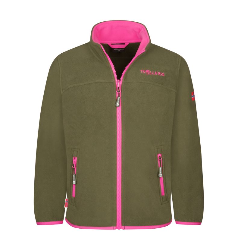 Trollkids Girls Oppdal Jacket XT sporty fleece jacket with zip, green (415-194) In preparation Your Sports Performance