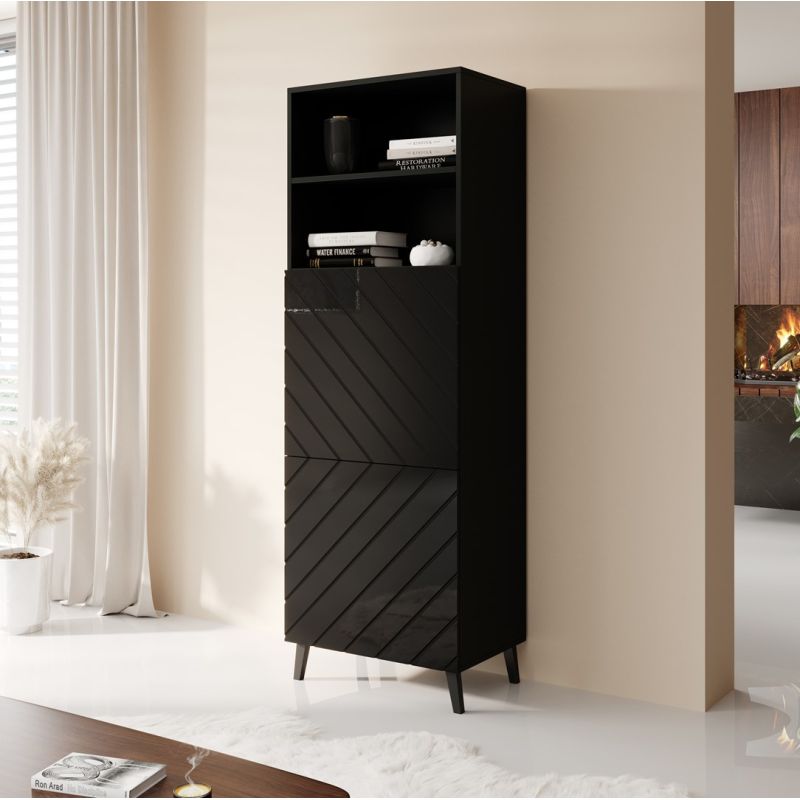 ABETO display cabinet 60x40xH176.5 black/gloss black Bufety i witryny/Bufety i witryny na drewnianej podstawie Your Sports Performance