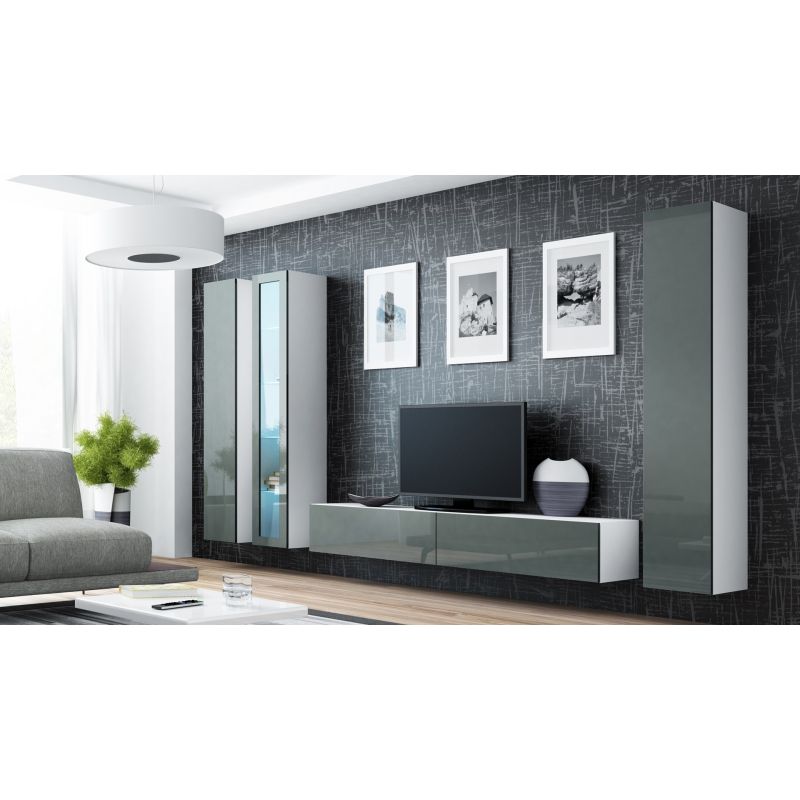 VIGO glass display cabinet '180' 180/40/30 white/grey Bufety i witryny/Bufety i witryny na drewnianej podstawie Your Sports Performance