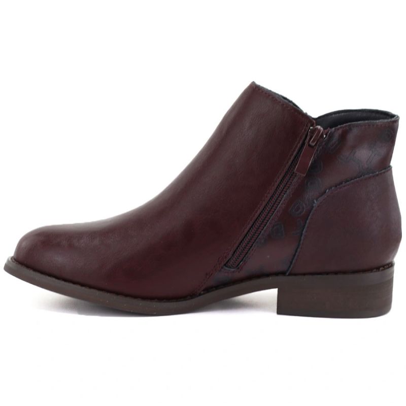 Burgundy Women's Leather Ankle Boots with Warm Lining M.Daszyński SFY2648-1
