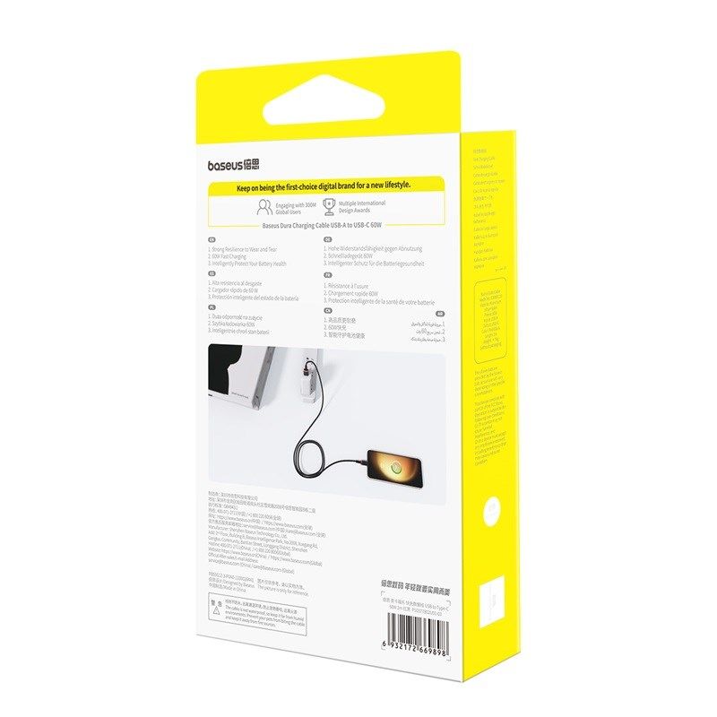 Baseus Dura USB-Type C Cable 60W 2m (Red-Black) In preparation Your Sports Performance