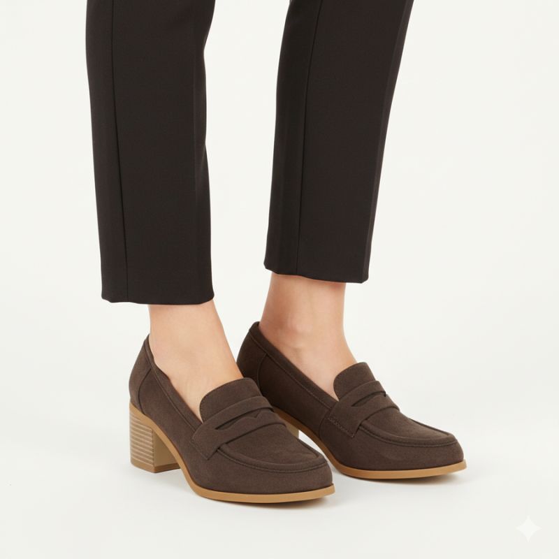 Women's suede brown lords heeled shoes M.Daszyński MR2201D-3A To be categorized Your Sports Performance