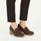 Women's suede brown lords heeled shoes M.Daszyński MR2201D-3A To be categorized Your Sports Performance