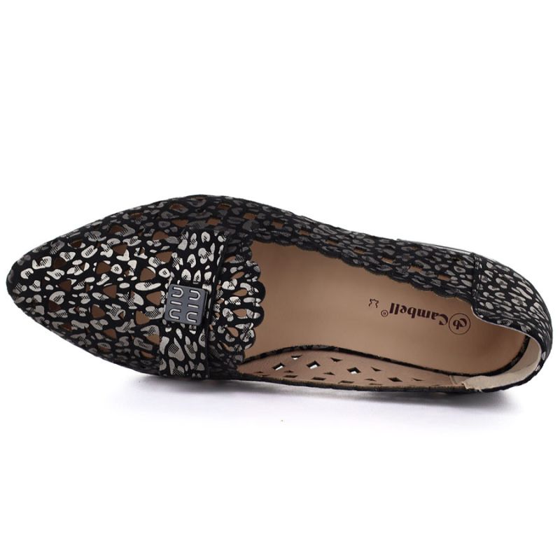 Women's leather openwork shoes, black, Cambell 35307 Cambell