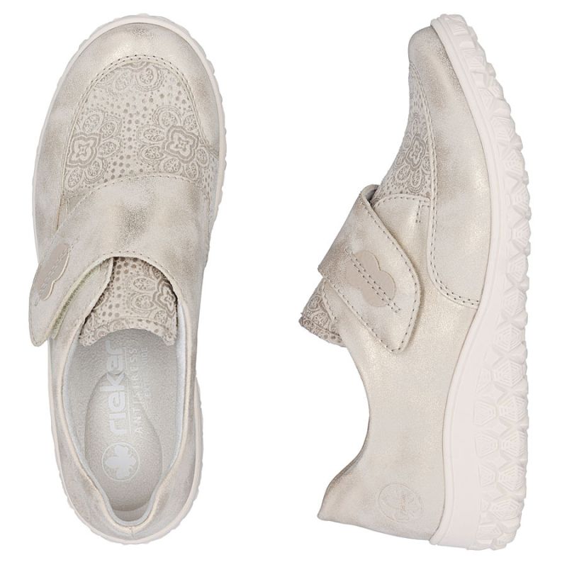 Rieker 59552-62 comfortable women's shoes with Velcro, beige and gold To be categorized Your Sports Performance
