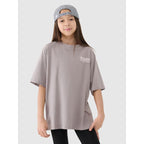 Girls' oversize T-shirt with print 4F 4FJRSS25TTSHF2586-83S *Kategoria tymczasowa Your Sports Performance