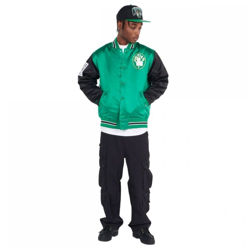 Mitchell & Ness NBA Boston Celtics Primetime Heavyweight Satin Jacket Vintage Logo Celtics M JK8453-BCEKYGN Clothing/Lifestyle/Mitchell & Ness Your Sports Performance