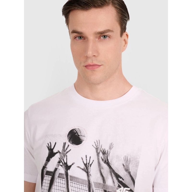 Men's regular t-shirt with volleyball print 4F 4FRAW25TTSHM3319-10S *Kategoria tymczasowa Your Sports Performance