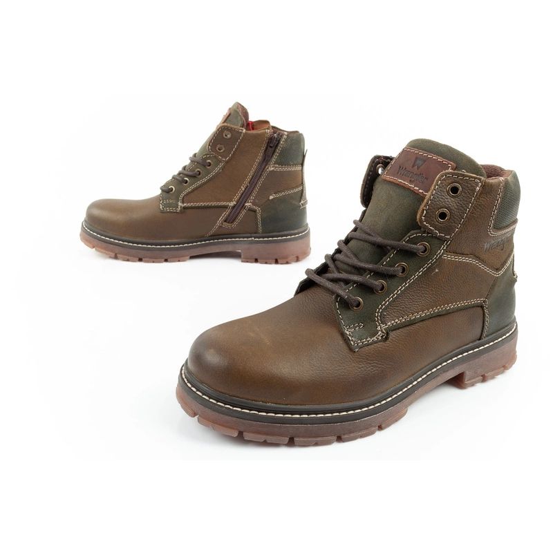 Wrangler Allan Mid men's boots Chelsea boots elegant leather green brown Wrangler