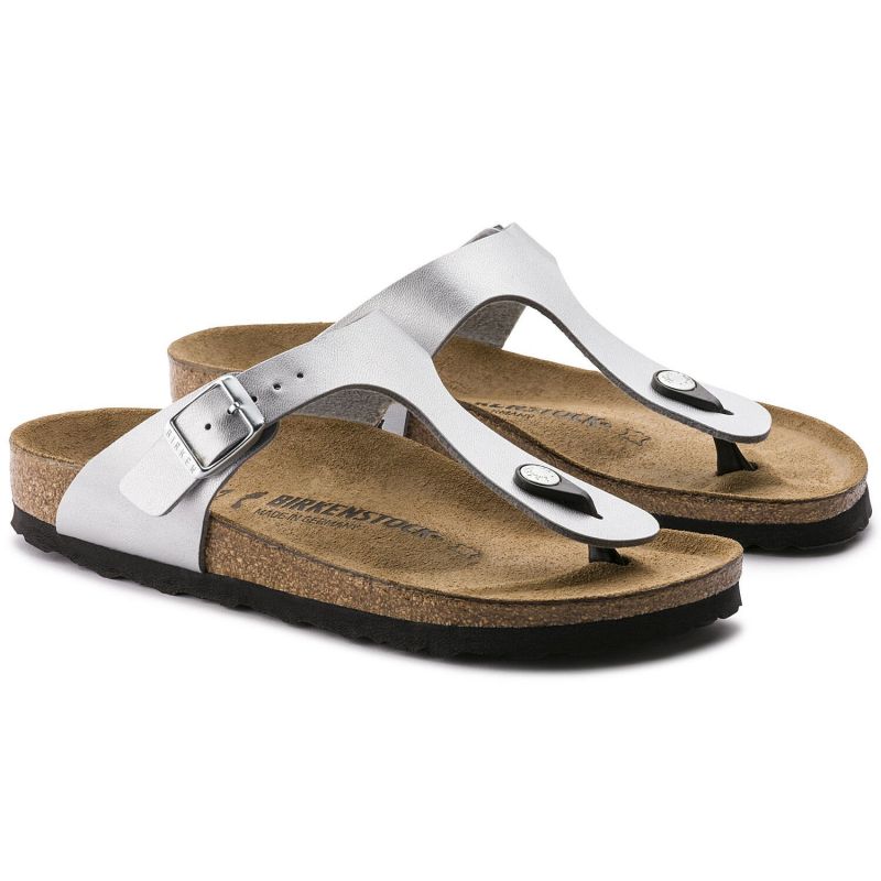 Silver Birkenstock Gizeh Birko-Flor narrow women's flip-flops (0043853) Footwear/Lifestyle/Brinkenstock/Japonki Birkenstock