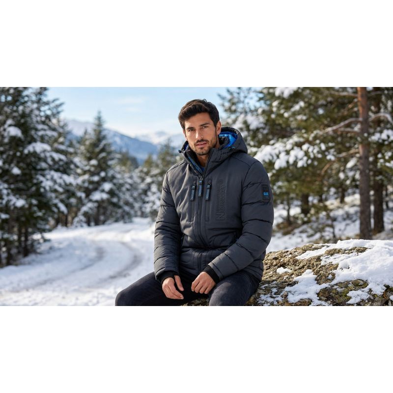 Men’s Jacket Geographical Norway BEACHWOOD DGREY-BLUE DB MEN 068 BS4 (WU6633H/GN-DARK GREY)