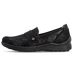 Women's comfortable black moccasin shoes Rieker 48968-00