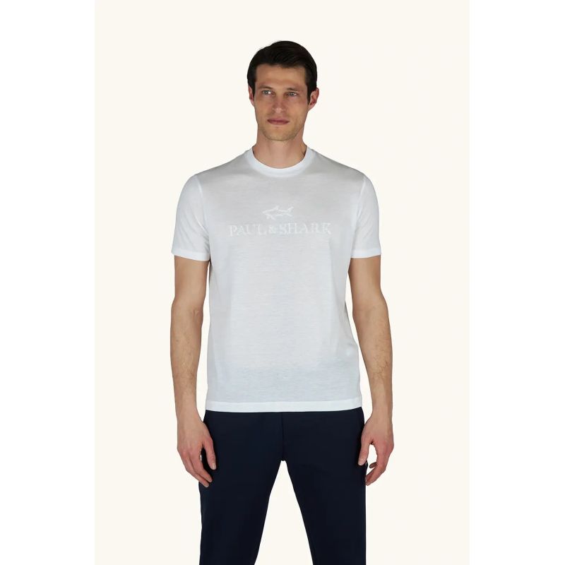 Paul&Shark Men's T-shirt made of cotton and lyocell, light ecru (26411007-108) - classic comfort