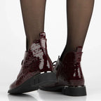 Women’s burgundy patent leather croc-effect ankle boots Filippo DBT7191