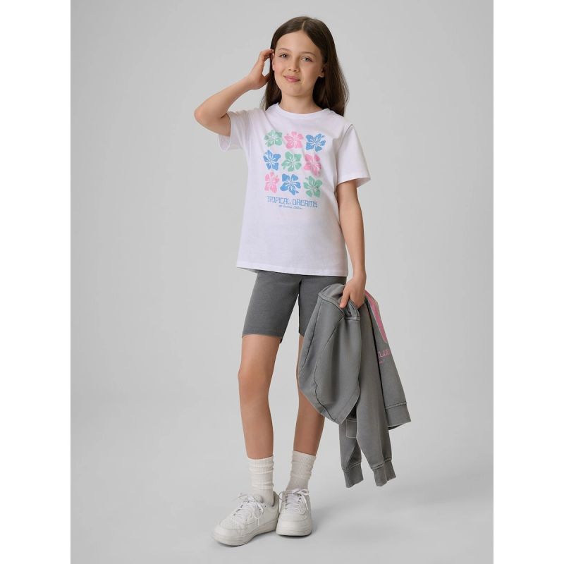 Girls' cotton T-shirt 4F 4FJRSS26TTSHF3982-11S